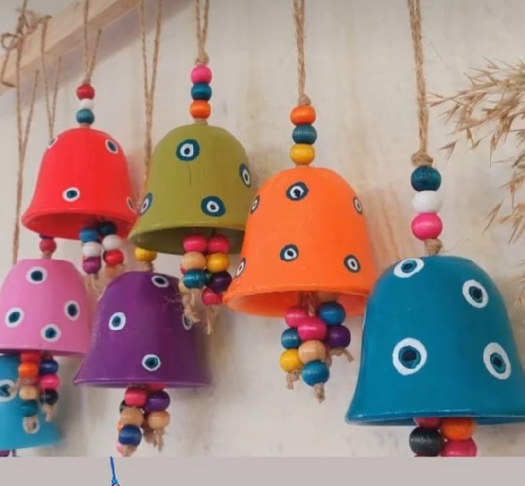 Nazar Boncuğu Desenli Rüzgar Çani 5'li